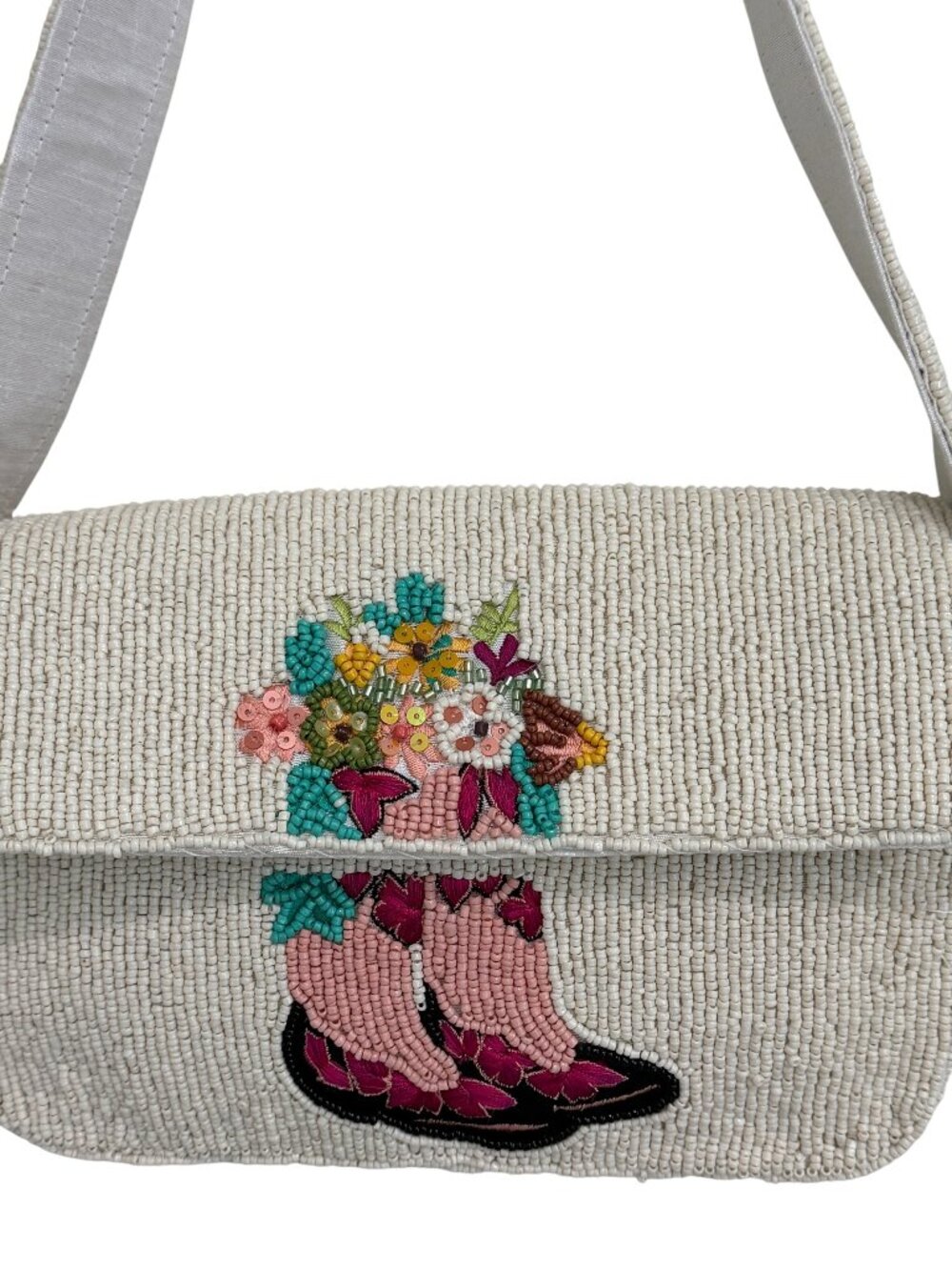 Sol & Mer Pink Cowgirl Floral Boots Beaded Bag Sequins Horseshoe New Release NWT